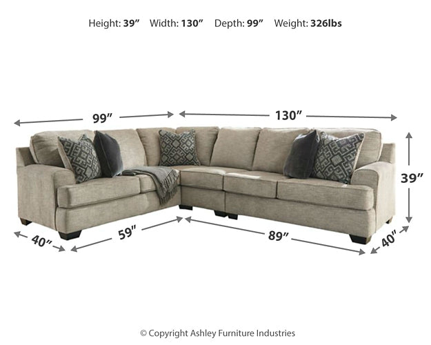 Bovarian 3-Piece Sectional with Ottoman at Walker Mattress and Furniture Locations in Cedar Park and Belton TX.