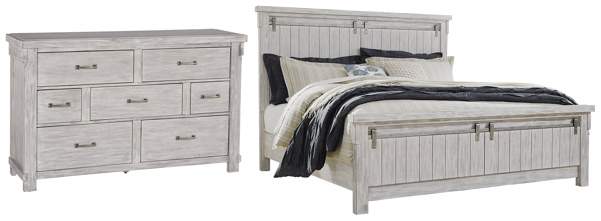 Brashland Queen Panel Bed with Dresser at Walker Mattress and Furniture Locations in Cedar Park and Belton TX.