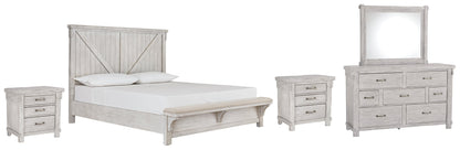 Brashland Queen Panel Bed with Mirrored Dresser and 2 Nightstands at Walker Mattress and Furniture Locations in Cedar Park and Belton TX.