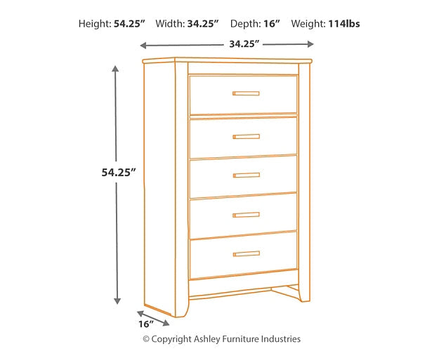 Brinxton Five Drawer Chest at Walker Mattress and Furniture Locations in Cedar Park and Belton TX.