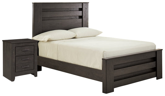 Brinxton Full Panel Bed with Nightstand at Walker Mattress and Furniture Locations in Cedar Park and Belton TX.