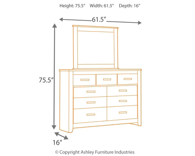 Brinxton King/California King Panel Headboard with Mirrored Dresser and 2 Nightstands at Walker Mattress and Furniture Locations in Cedar Park and Belton TX.