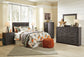 Brinxton Queen/Full Panel Headboard with Mirrored Dresser, Chest and Nightstand at Walker Mattress and Furniture Locations in Cedar Park and Belton TX.