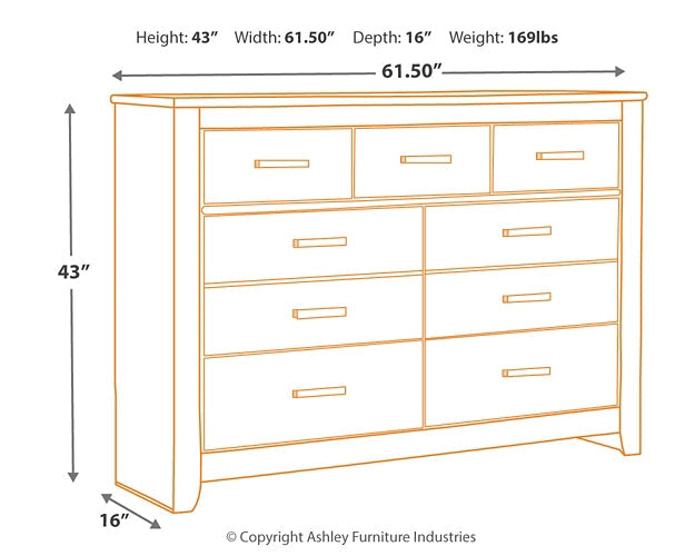 Brinxton Seven Drawer Dresser at Walker Mattress and Furniture Locations in Cedar Park and Belton TX.