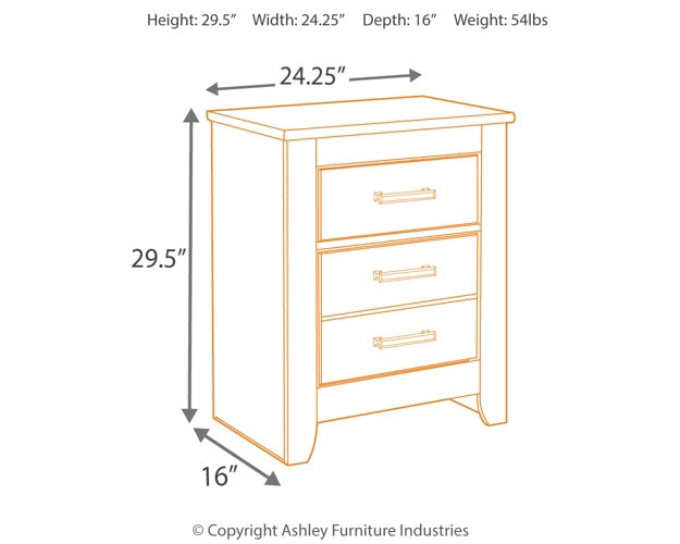 Brinxton Two Drawer Night Stand at Walker Mattress and Furniture Locations in Cedar Park and Belton TX.