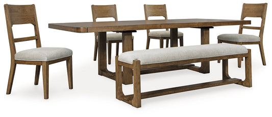 Cabalynn Dining Table and 4 Chairs and Bench at Walker Mattress and Furniture Locations in Cedar Park and Belton TX.