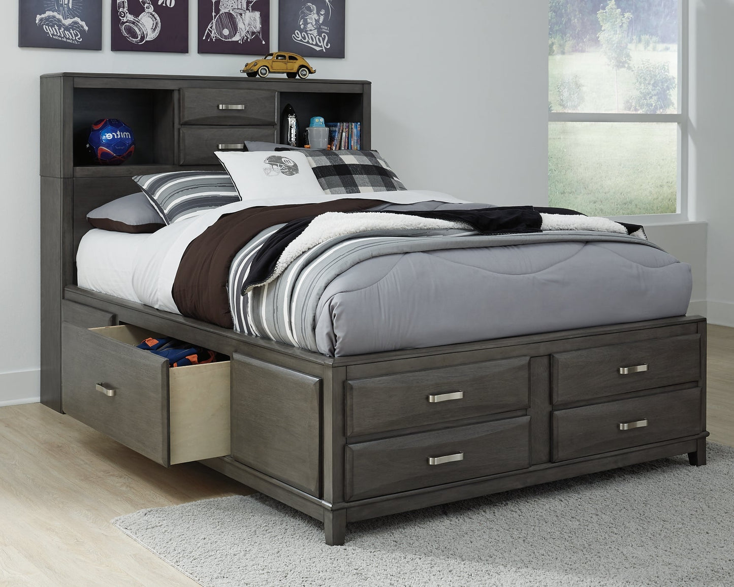 Caitbrook Queen Storage Bed with 8 Drawers at Walker Mattress and Furniture Locations in Cedar Park and Belton TX.