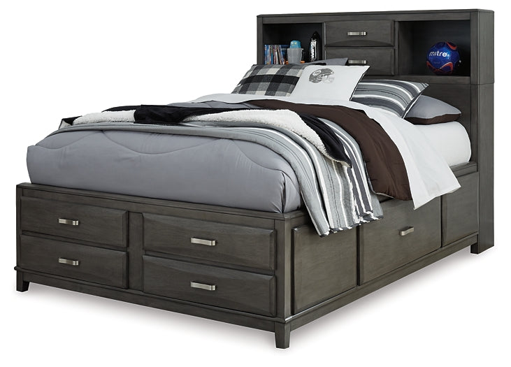 Caitbrook Queen Storage Bed with 8 Storage Drawers with Mirrored Dresser and Chest at Walker Mattress and Furniture Locations in Cedar Park and Belton TX.