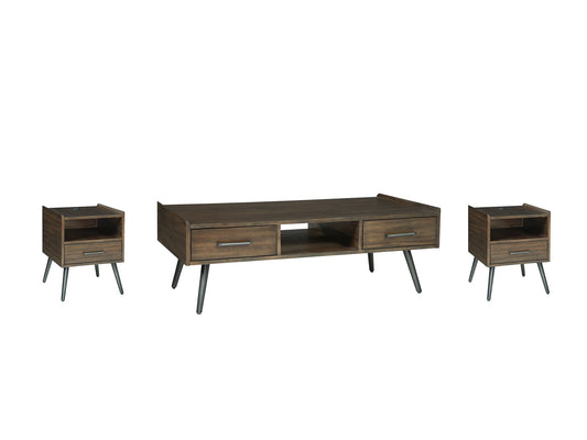 Calmoni Coffee Table with 2 End Tables at Walker Mattress and Furniture Locations in Cedar Park and Belton TX.