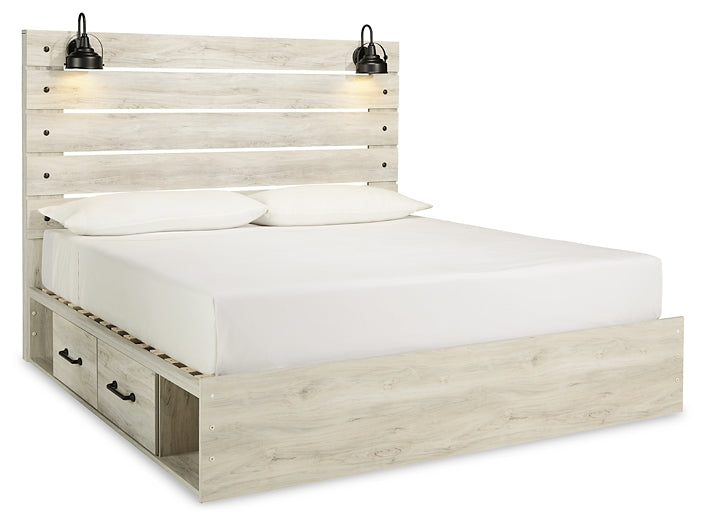 Cambeck Full Panel Bed with 4 Storage Drawers with Mirrored Dresser at Walker Mattress and Furniture Locations in Cedar Park and Belton TX.