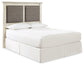 Cambeck King/California King Upholstered Panel Headboard with Mirrored Dresser, Chest and 2 Nightstands at Walker Mattress and Furniture Locations in Cedar Park and Belton TX.