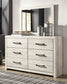 Cambeck King Panel Bed with 2 Storage Drawers with Mirrored Dresser, Chest and Nightstand at Walker Mattress and Furniture Locations in Cedar Park and Belton TX.