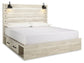 Cambeck King Panel Bed with 2 Storage Drawers with Mirrored Dresser, Chest and Nightstand at Walker Mattress and Furniture Locations in Cedar Park and Belton TX.