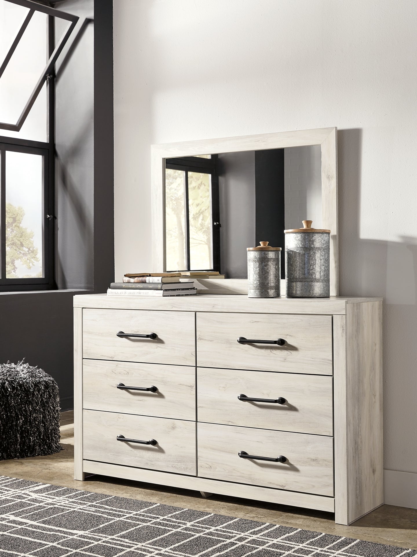 Cambeck Queen Panel Bed with 4 Storage Drawers with Mirrored Dresser, Chest and 2 Nightstands at Walker Mattress and Furniture Locations in Cedar Park and Belton TX.