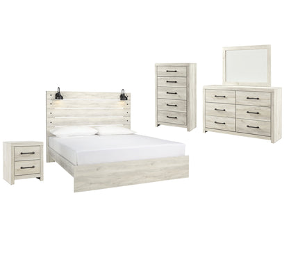 Cambeck Queen Panel Bed with Mirrored Dresser, Chest and Nightstand at Walker Mattress and Furniture Locations in Cedar Park and Belton TX.