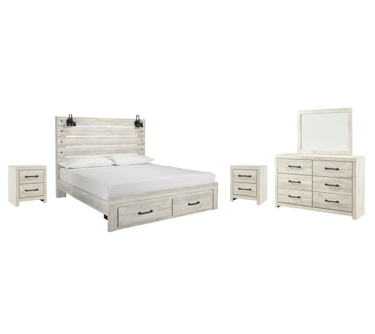 Cambeck Queen Panel Bed with Mirrored Dresser and 2 Nightstands at Walker Mattress and Furniture Locations in Cedar Park and Belton TX.