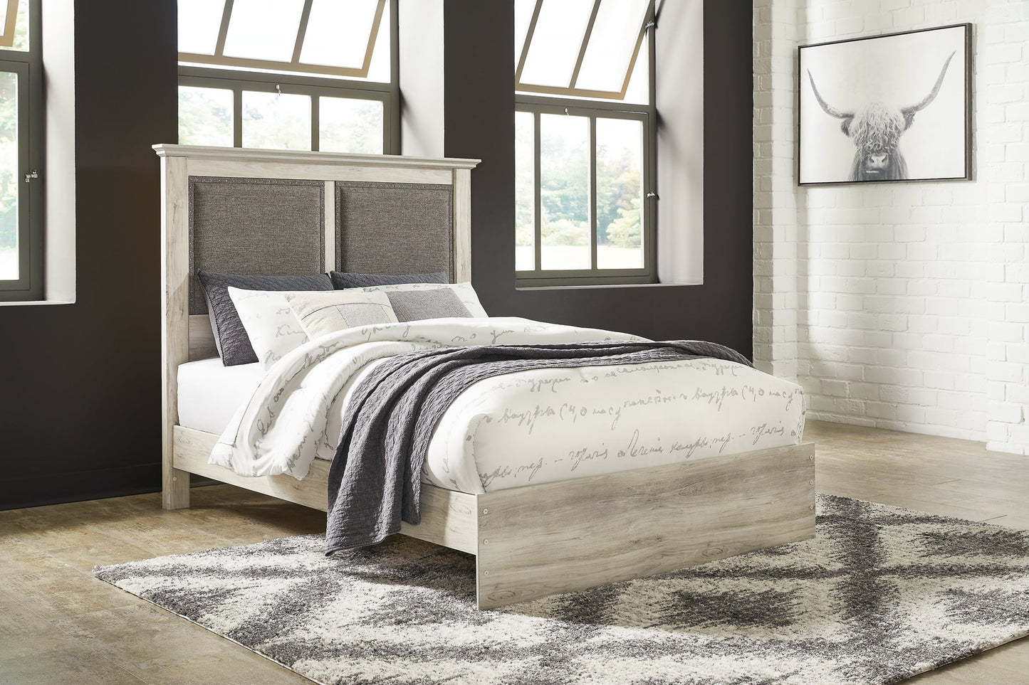Cambeck Queen Upholstered Panel Bed with Dresser at Walker Mattress and Furniture Locations in Cedar Park and Belton TX.