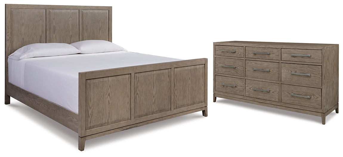 Chrestner California King Panel Bed with Dresser at Walker Mattress and Furniture Locations in Cedar Park and Belton TX.