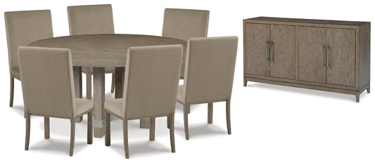 Chrestner Dining Table and 6 Chairs with Storage at Walker Mattress and Furniture Locations in Cedar Park and Belton TX.