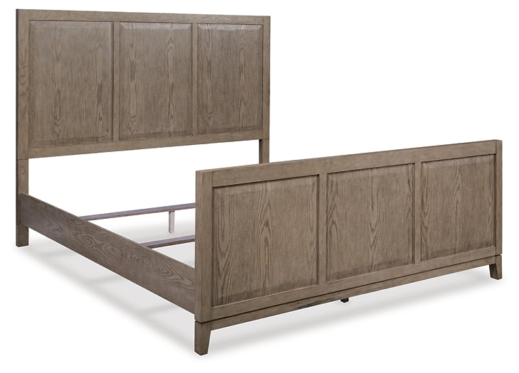 Chrestner King Panel Bed with Mirrored Dresser and Chest at Walker Mattress and Furniture Locations in Cedar Park and Belton TX.