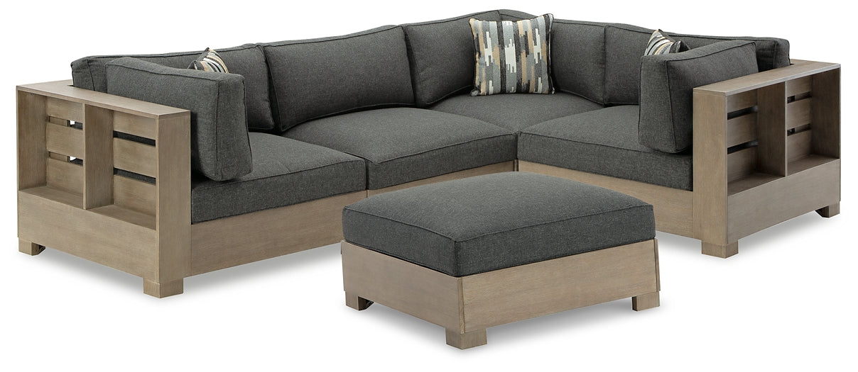 Citrine Park 4-Piece Outdoor Sectional with Ottoman at Walker Mattress and Furniture Locations in Cedar Park and Belton TX.