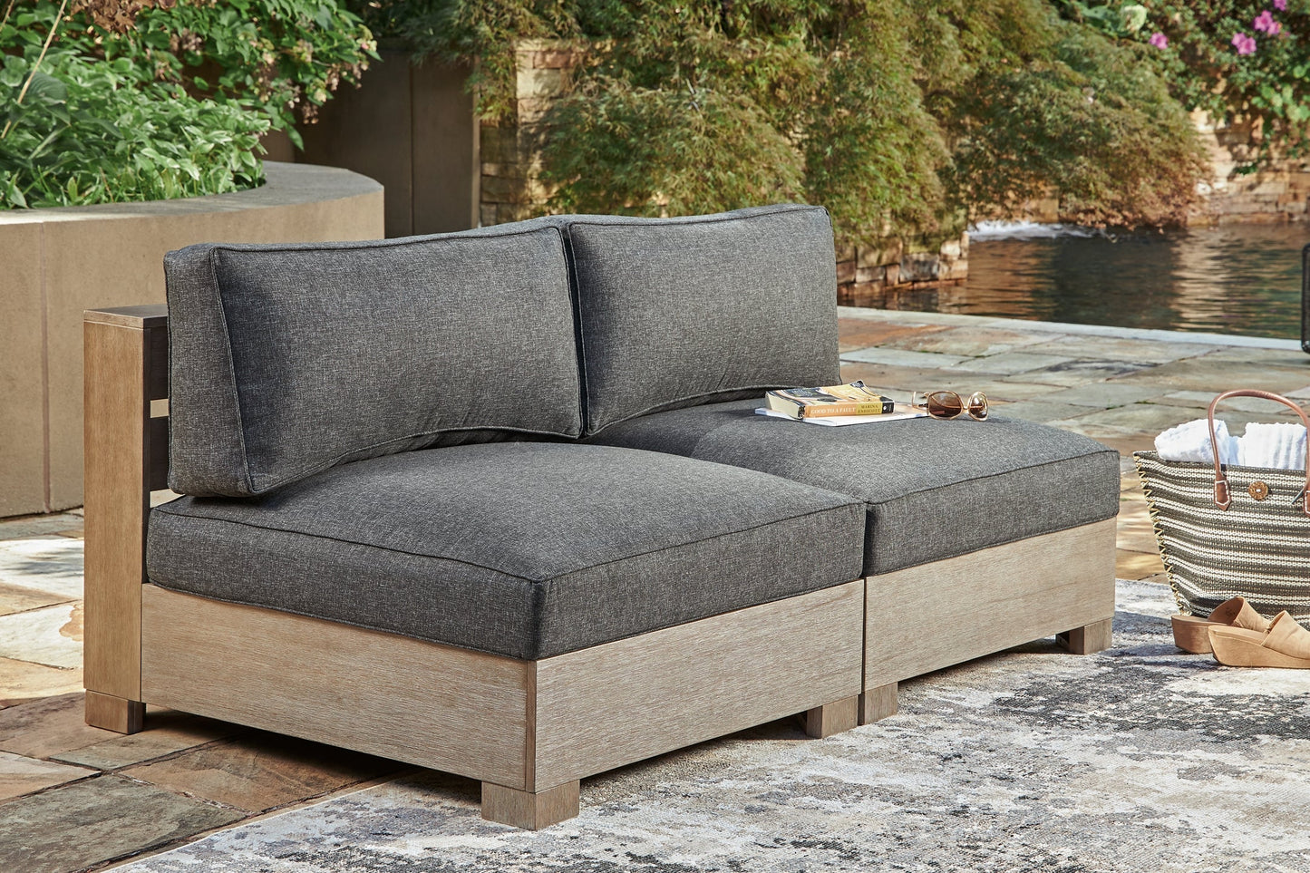 Citrine Park 5-Piece Outdoor Sectional with Ottoman at Walker Mattress and Furniture Locations in Cedar Park and Belton TX.