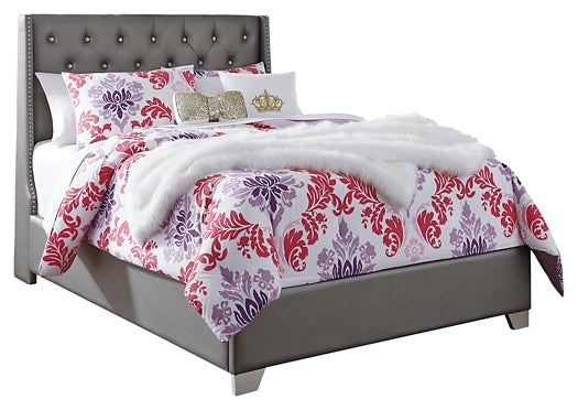 Coralayne Full Upholstered Bed with Mirrored Dresser, Chest and Nightstand at Walker Mattress and Furniture Locations in Cedar Park and Belton TX.