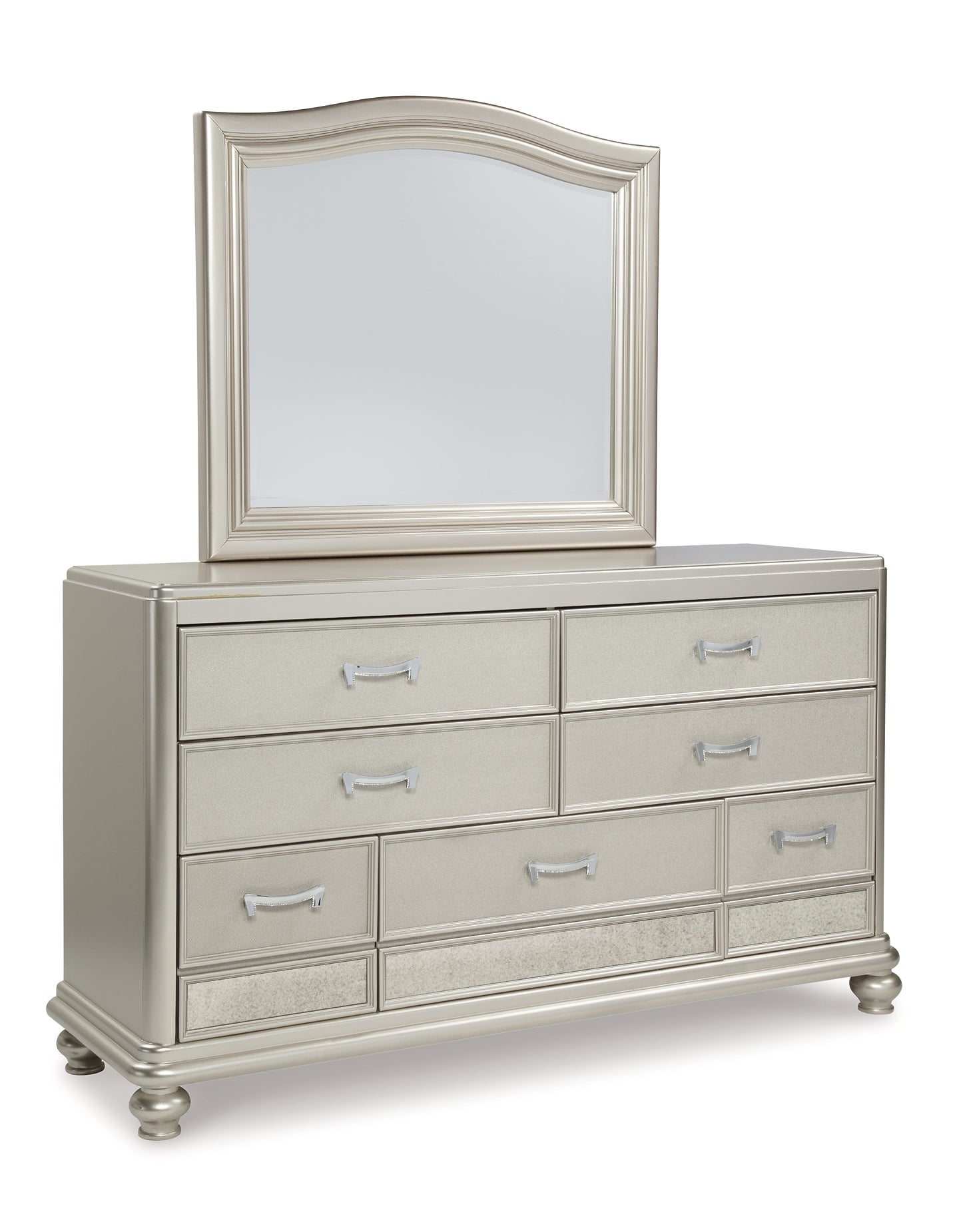 Coralayne King Upholstered Bed with Mirrored Dresser and Chest at Walker Mattress and Furniture Locations in Cedar Park and Belton TX.