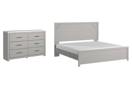 Cottonburg King Panel Bed with Dresser at Walker Mattress and Furniture Locations in Cedar Park and Belton TX.