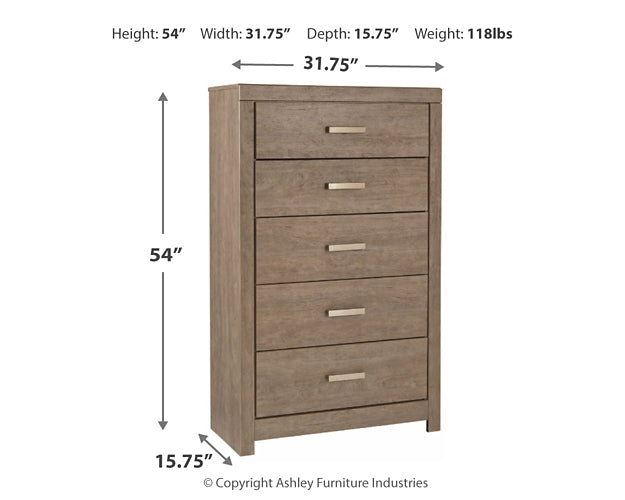 Culverbach Five Drawer Chest at Walker Mattress and Furniture Locations in Cedar Park and Belton TX.