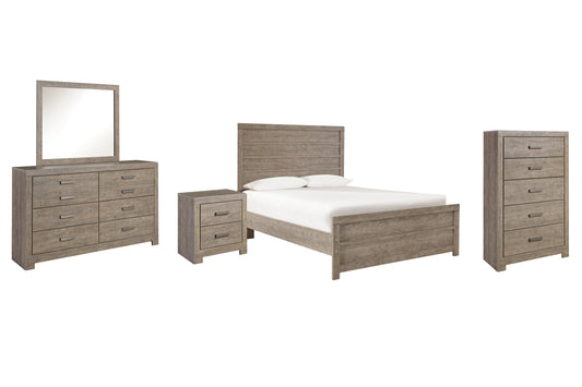 Culverbach Full Panel Bed with Mirrored Dresser, Chest and Nightstand at Walker Mattress and Furniture Locations in Cedar Park and Belton TX.