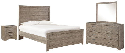 Culverbach Full Panel Bed with Mirrored Dresser and 2 Nightstands at Walker Mattress and Furniture Locations in Cedar Park and Belton TX.