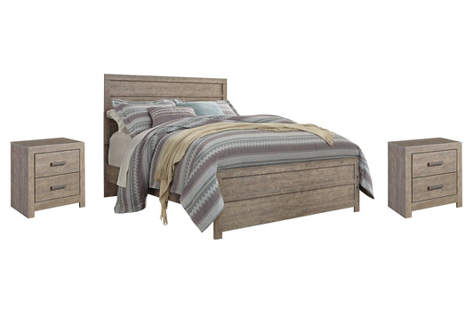 Culverbach Queen Panel Bed with 2 Nightstands at Walker Mattress and Furniture Locations in Cedar Park and Belton TX.