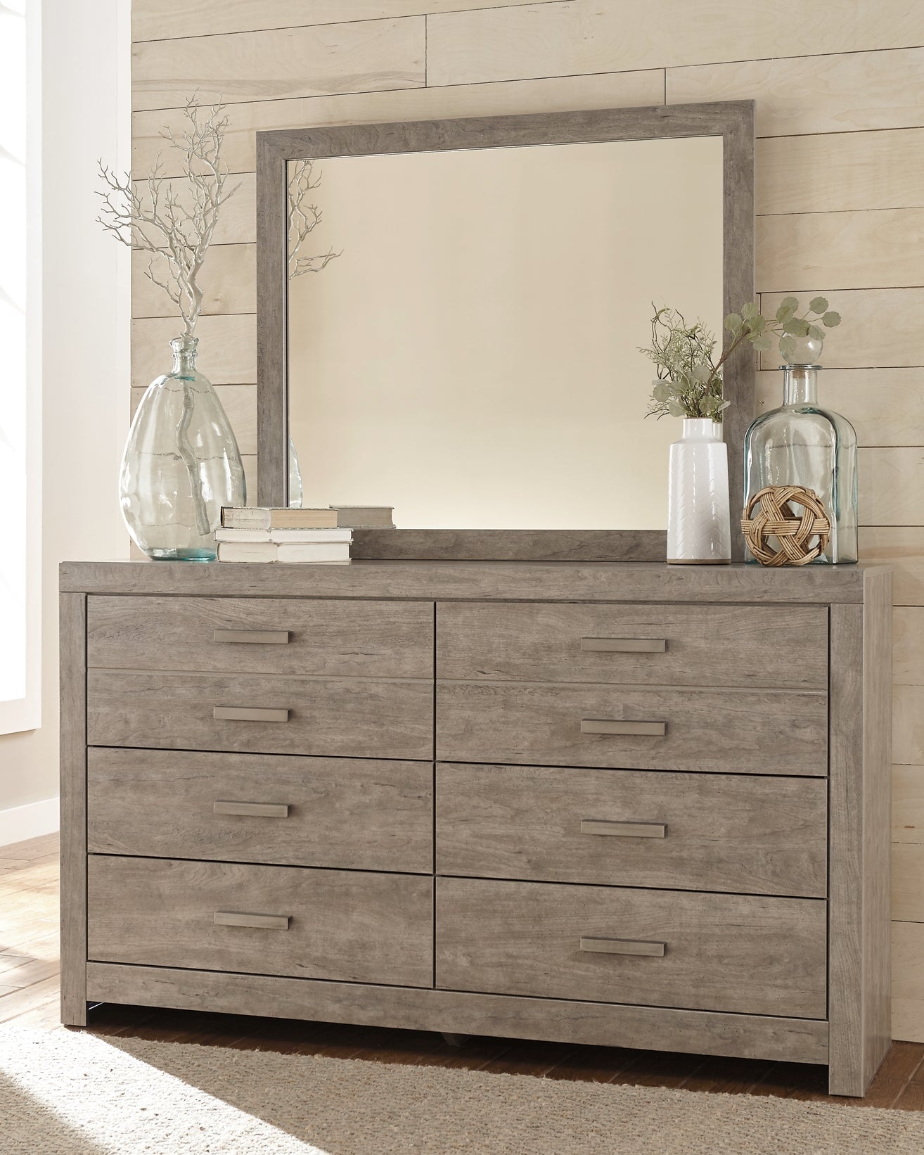 Culverbach Queen Panel Bed with Mirrored Dresser, Chest and Nightstand at Walker Mattress and Furniture Locations in Cedar Park and Belton TX.