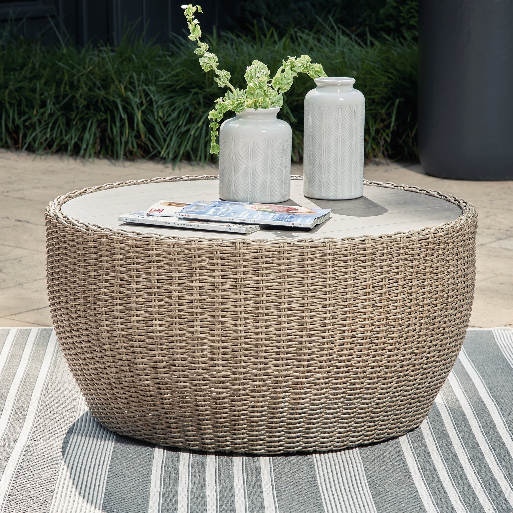 Danson Outdoor Coffee Table with 2 End Tables at Walker Mattress and Furniture Locations in Cedar Park and Belton TX.