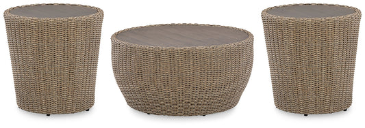 Danson Outdoor Coffee Table with 2 End Tables at Walker Mattress and Furniture Locations in Cedar Park and Belton TX.