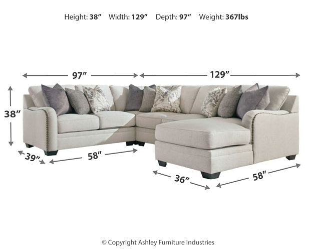 Dellara 4-Piece Sectional with Chaise at Walker Mattress and Furniture Locations in Cedar Park and Belton TX.
