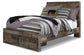 Derekson Full Panel Bed with 2 Storage Drawers with Mirrored Dresser, Chest and 2 Nightstands at Walker Mattress and Furniture Locations in Cedar Park and Belton TX.