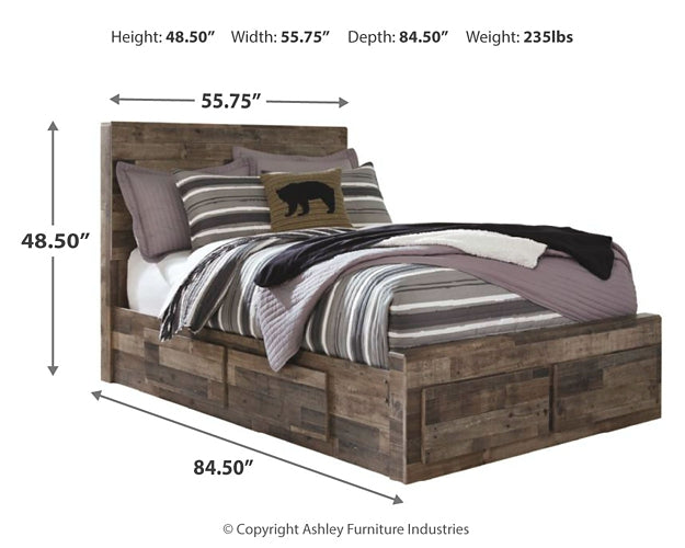 Derekson Full Panel Bed with 6 Storage Drawers with Mirrored Dresser, Chest and 2 Nightstands at Walker Mattress and Furniture Locations in Cedar Park and Belton TX.
