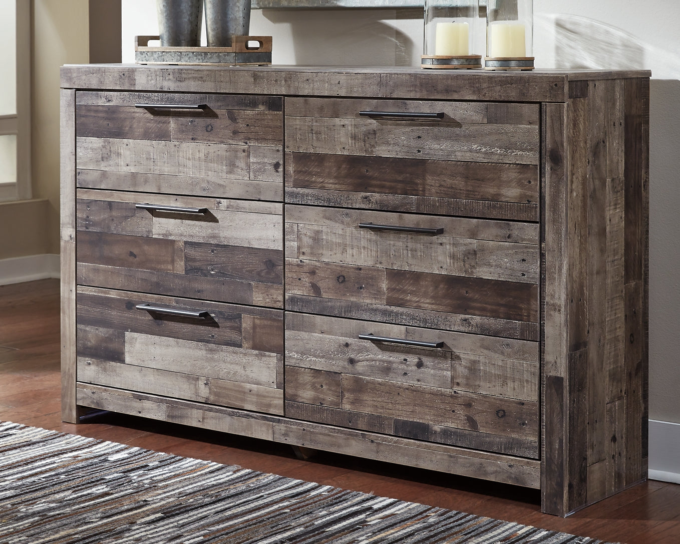 Derekson Six Drawer Dresser at Walker Mattress and Furniture Locations in Cedar Park and Belton TX.