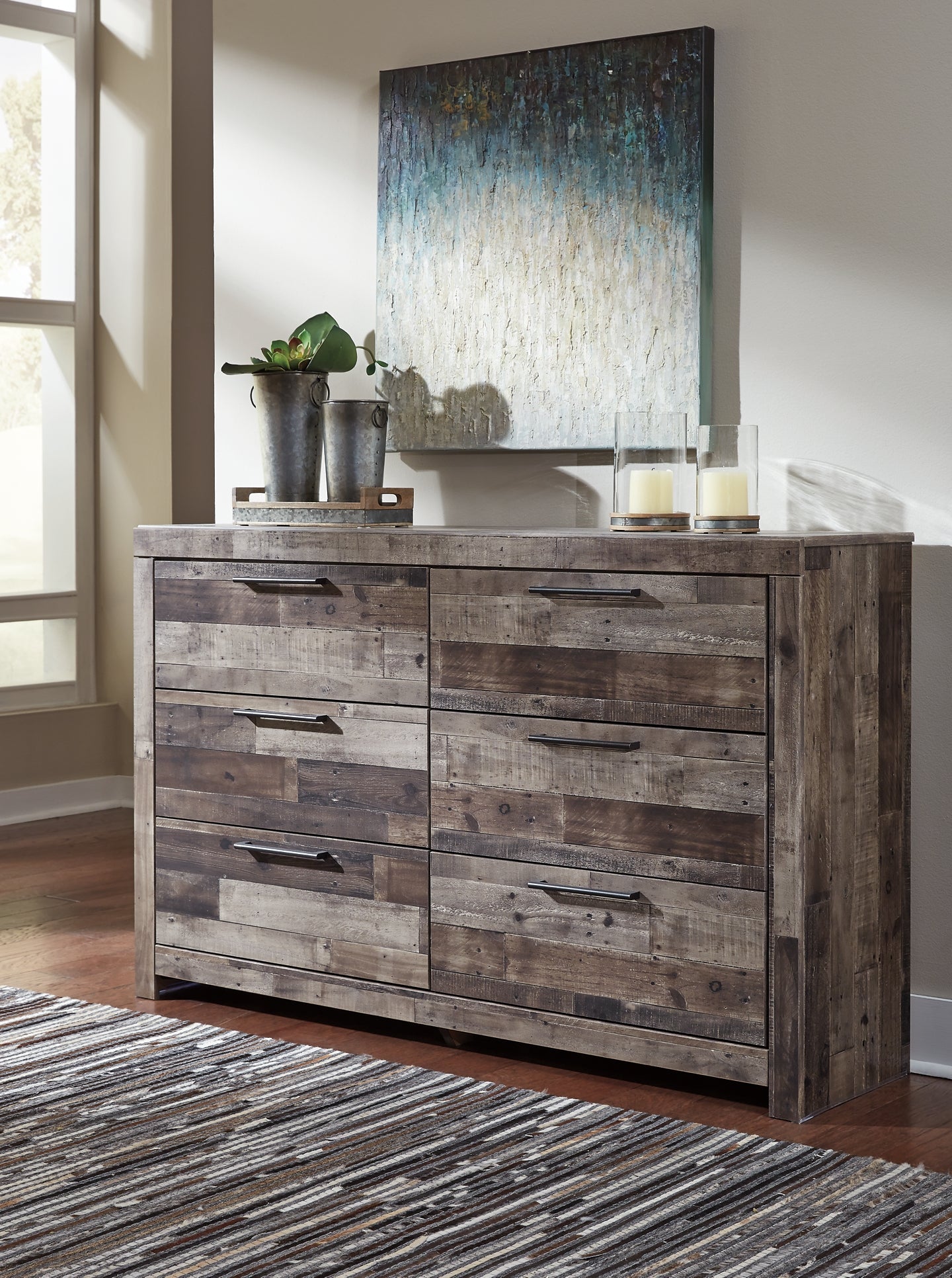 Derekson Six Drawer Dresser at Walker Mattress and Furniture Locations in Cedar Park and Belton TX.