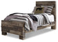 Derekson Twin Panel Bed with Mirrored Dresser and Chest at Walker Mattress and Furniture Locations in Cedar Park and Belton TX.