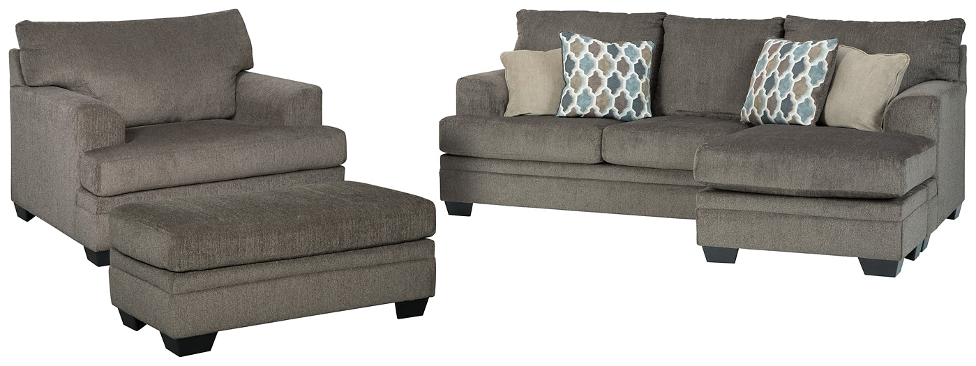 Dorsten Sofa Chaise, Chair, and Ottoman at Walker Mattress and Furniture Locations in Cedar Park and Belton TX.