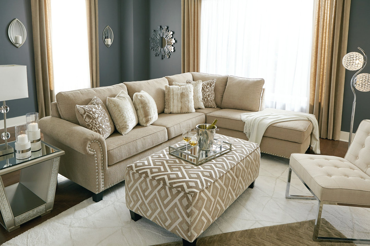 Dovemont 2-Piece Sectional with Ottoman at Walker Mattress and Furniture Locations in Cedar Park and Belton TX.