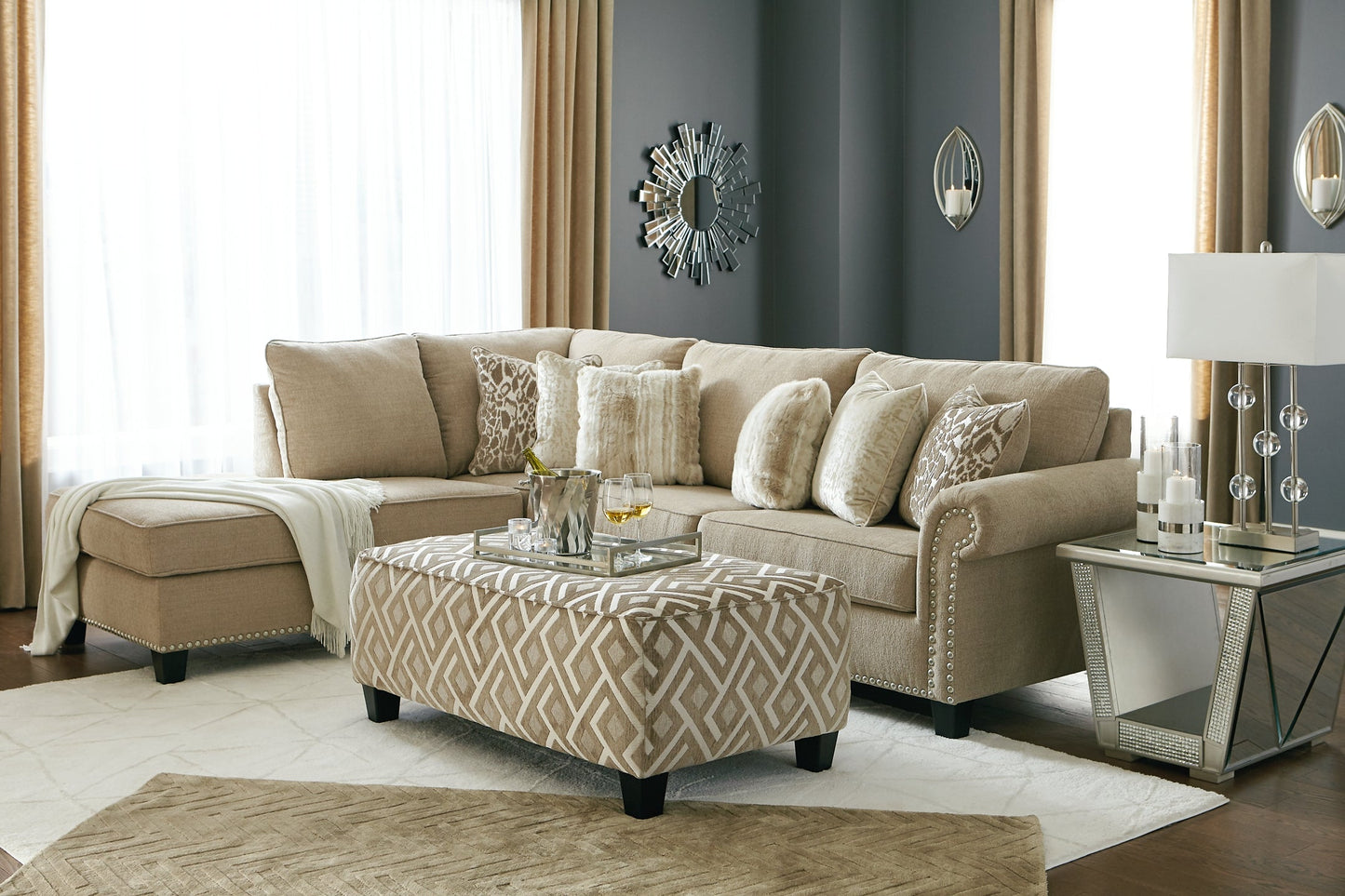 Dovemont 2-Piece Sectional with Ottoman at Walker Mattress and Furniture Locations in Cedar Park and Belton TX.