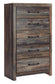 Drystan Five Drawer Chest at Walker Mattress and Furniture Locations in Cedar Park and Belton TX.