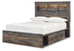 Drystan Full Bookcase Bed with 2 Storage Drawers with Mirrored Dresser and 2 Nightstands at Walker Mattress and Furniture Locations in Cedar Park and Belton TX.
