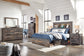 Drystan Full Bookcase Bed with 2 Storage Drawers with Mirrored Dresser and 2 Nightstands at Walker Mattress and Furniture Locations in Cedar Park and Belton TX.