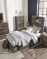 Drystan Full Panel Bed with 4 Storage Drawers with Mirrored Dresser, Chest and Nightstand at Walker Mattress and Furniture Locations in Cedar Park and Belton TX.
