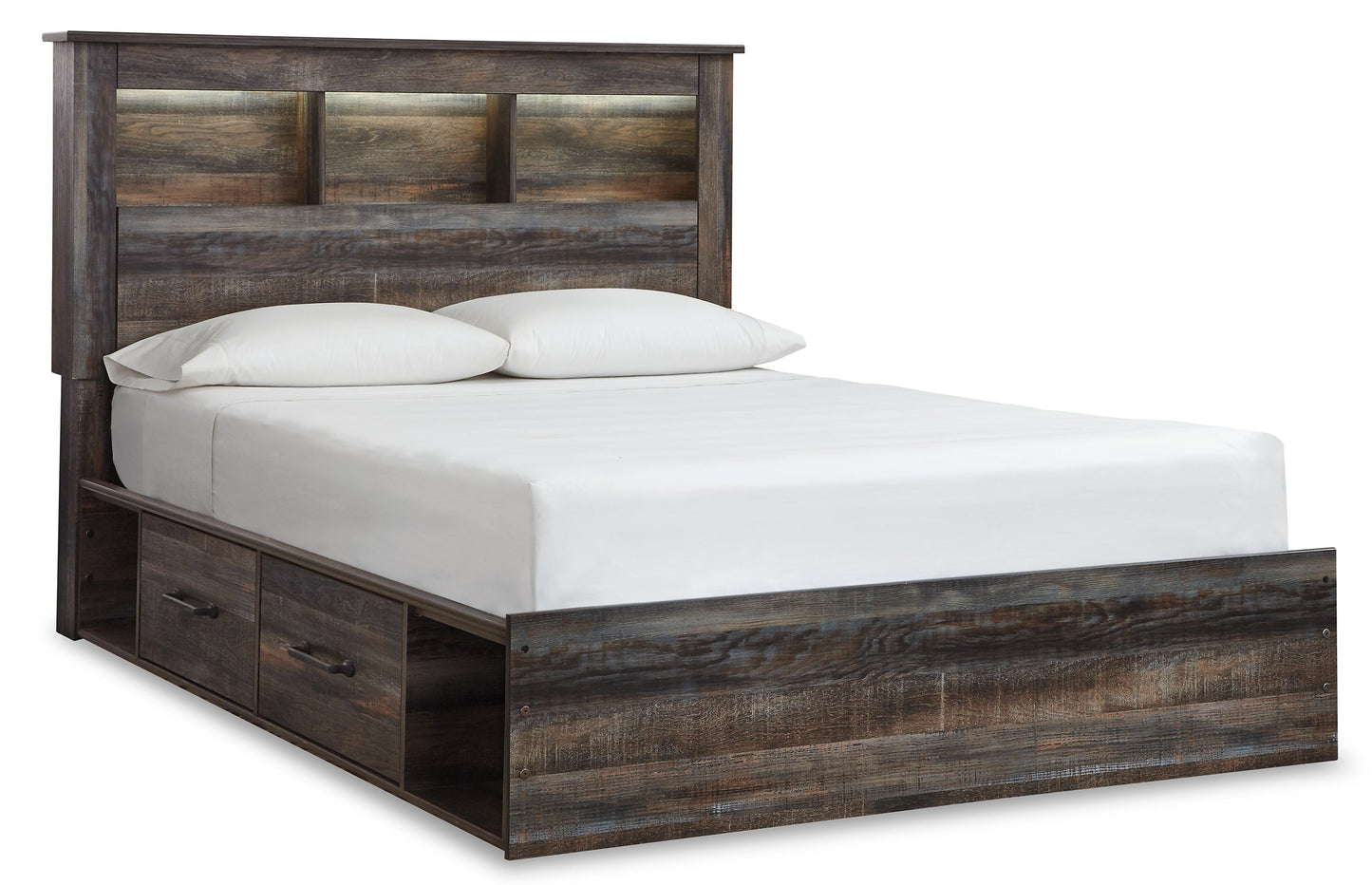 Drystan Queen Bookcase Bed with 4 Storage Drawers with Dresser at Walker Mattress and Furniture Locations in Cedar Park and Belton TX.